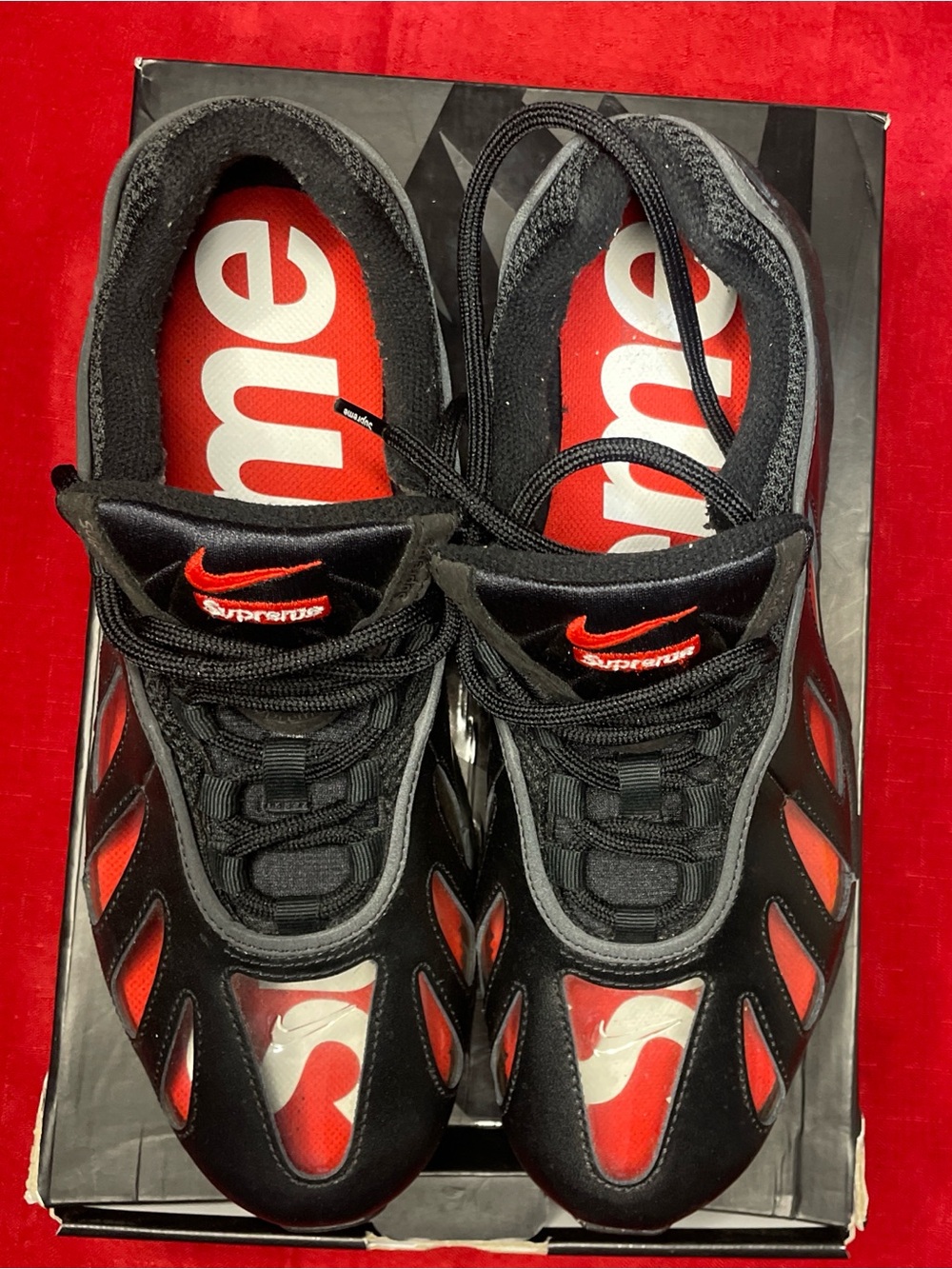 Nike Air Max 96 x Supreme Black Speed Red Clear Men’s Size 9.5 CV7652-002